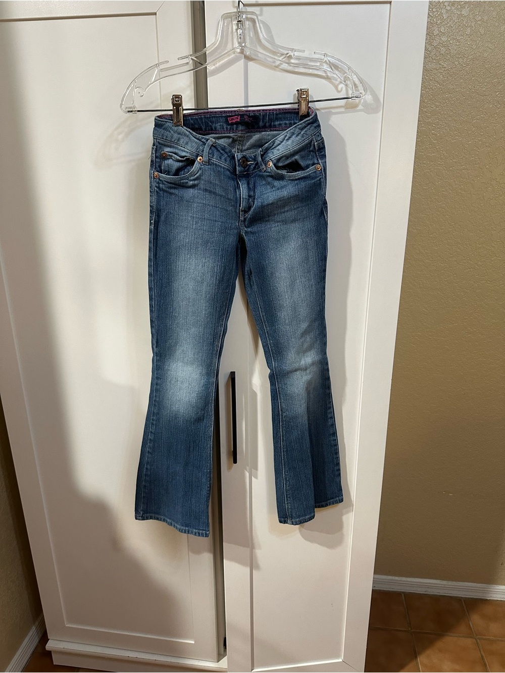Girls Sz 10 Skinny Flare Blue Levi's Denim Bootcut Jeans - Classic Mid Wash